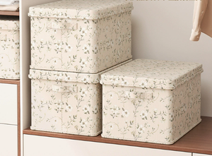 Boîte de rangement en tissu pour la maison avec couvercle, boîte de rangement de grande capacité pour armoire, boîte de rangement pliable pour vêtements pour dortoir - Product Image 5