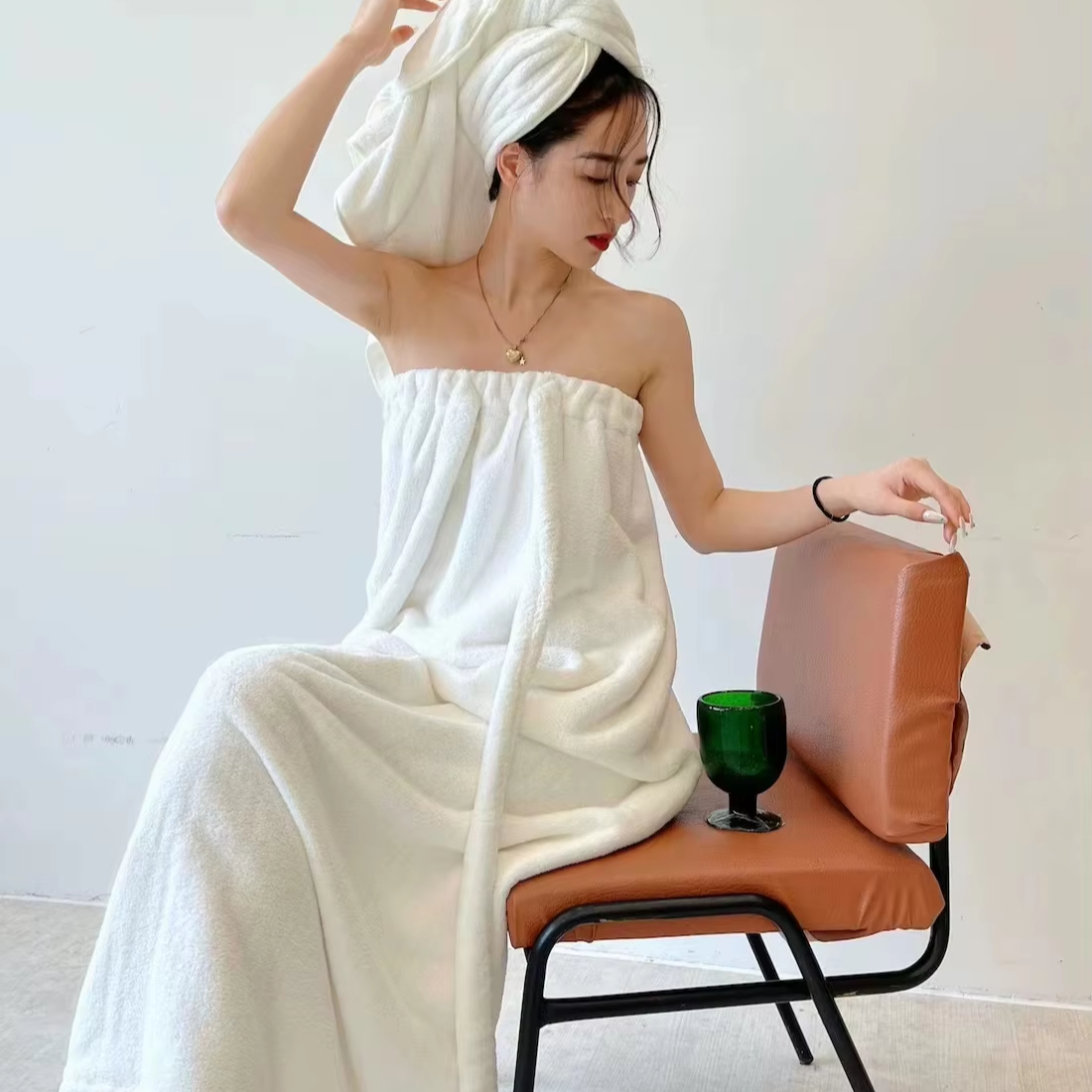 white christmas dresses Turkish COTTON-PESTEMAL Robe 2/3XL / White-Blue