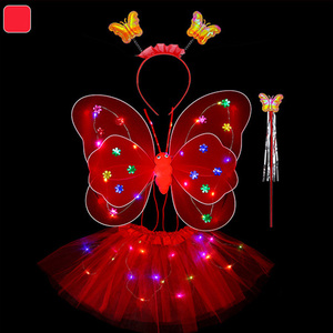 Conjunto de Disfraz de Princesa Hada Brillante con Alas de Mariposa, Varita y Diadema, Disfraz de Cosplay para Niñas, Fiesta de Baile, Espectáculo Infantil - Product Image 4