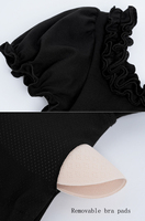 Justaucorps de danse pour adultes à col volanté, en spandex extensible, dos en U, manches courtes, pour débutants