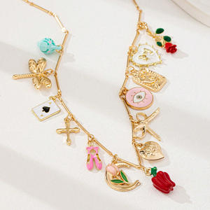 สร้อยคอจี้เซรามิกรูปปลาดาวสีส้ม ลายผลไม้ ดอกไม้ พร้อมจี้รูปไม้กางเขน สำหรับผู้หญิง สไตล์โบฮีเมียน เครื่องประดับธีมทะเล ชายหาด วันหยุดพักผ่อน - Product Image 3