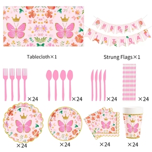 Juego de Vajilla Desechable para Fiesta de Mariposas DAMAI, Juego de Platos de Papel Desechables para Cena, Picnic, Platos y Vasos para Exteriores, Kits de Suministros para Fiestas - Product Image 4