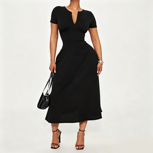 Vestido Midi de Fábrica al por Mayor, Talla Grande, Resistente a las Arrugas, Estilo Tubo, para Oficina, Manga Corta, <span class=keywords><strong>Ropa</strong></span> de Trabajo Profesional, OEM - Product Image 5