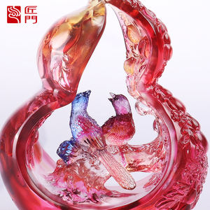 Handgemaakte Dubbele Geluk Glas Ornament Ekster Kalebas Graveren Voor Thuis Woonkamer Tv Kast Voor Kerst Decor - Product Image 4