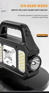 Linterna Táctica Recargable Solar al por Mayor, con Zoom, Impermeable, Bombillas para Lámparas, Puede Cargar el Teléfono Móvil, para Camping - Product Image 2