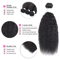 Vente en gros, mèches droites crépues, cuticules vierges 11A alignées, vendeur de mèches de cheveux brésiliens, mèches de cheveux humains Yaki