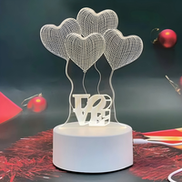 Lámpara de Noche con Ilusión 3D de Osito de Peluche, Lámpara de Mesa LED USB con Corazón, Regalo de Decoración para Dormitorio Infantil