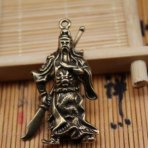 จี้พวงกุญแจรูปปั้นกวนกงทองเหลือง 55 มม. อุปกรณ์ตกแต่งกุญแจรถ - Product Image 2
