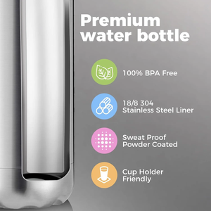 Botella de Agua Aislada al Vacío de Acero Inoxidable con Logotipo Personalizado, 500 ml, Termo de Doble Pared, Botella Deportiva de Viaje - Product Image 2