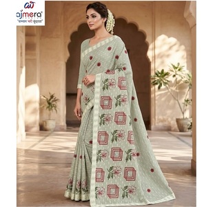 Sari traditionnel en coton doux Ajmera, imprimé, séchage rapide, élégant, tenue ethnique pour femme, idéal pour les fêtes, toutes saisons - Product Image 1