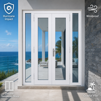Porte à battant en PVC résistante aux intempéries, double vitrage trempé, anti-vent, pour villa côtière en Floride, États-Unis