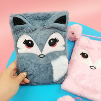 Notebook en peluche haut de gamme, 5 pièces, bon marché, motif de dessin animé de renard en peluche, A5