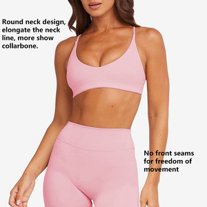 G-Sujetador deportivo transpirable de cintura alta para mujer, nuevo estilo, Pilates, pantalones deportivos, logotipo personalizado, gimnasio, Yoga, 2 piezas, 2017 - Product Image 2
