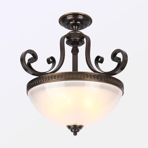 Đèn Trần màu đen retro, Chao đèn thủy tinh tròn, đèn trang trí phòng ngủ - Product Image 1