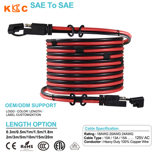 สายเคเบิล KunCan SAE to SAE ขนาด 18AWG 20AWG 24AWG 125V AC สายทองแดงพร้อมขั้วต่อ สำหรับอุปกรณ์อิเล็กทรอนิกส์รถจักรยานยนต์ - Product Image 1