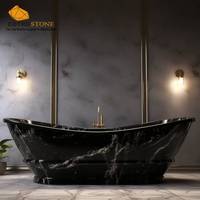 Baignoire en marbre naturel Cotrustone, baignoire en marbre noir Marquina fabriquée à la main pour la salle de bain à domicile, l'hôtel