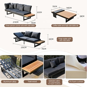 Ensemble de canapés de <span class=keywords><strong>jardin</strong></span> en teck massif moderne, meubles de patio élégants en alliage d'aluminium durable, lavables - Product Image 5