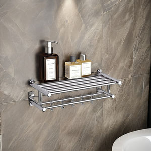 Hochwertiger Moderner Edelstahl Langlebiger Handtuchhalter für Badezimmer Bohrerfreier 2-Schichtiger Wandmontierter Organizer - Product Image 3