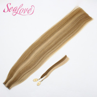 Extensiones de Cabello Humano Rubio con Mechas Genius Weft, Doble Trama, Remy, Cutícula Alineada, Cabello Virgen al por Mayor