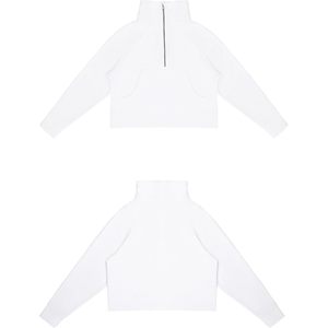 Sudadera corta de forro polar para mujer con media cremallera, cuello alto, bolsillos, orificio para el pulgar, transpirable, manga normal - Product Image 3