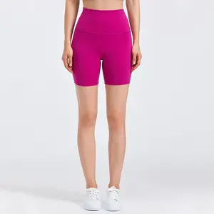 Newest Design No Front Rise Seam High Waist Sports Gym Yoga Shorts Women Training Athletic Running Wear Short Pants
