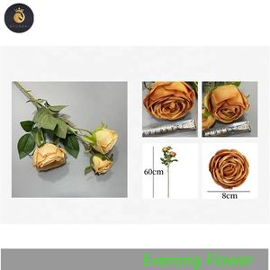 EV 964 la vendita diretta principessa rosa artificiale 3 forchette di seta <span class=keywords><strong>senape</strong></span> giallo rosa fiore matrimonio centrotavola fiore - Product Image 5