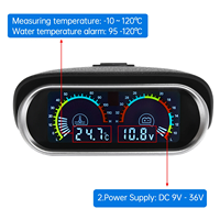 Pengukur tegangan mobil, Voltmeter suhu air otomatis untuk semua Universal 12V 24V mobil perahu kapal 2 in 1