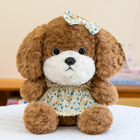 Peluche esthétique pastorale ours et chien, animal en fourrure bouclée douce avec jupe florale amovible pour la décoration de chambre