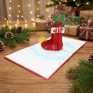 Vietcraft Custom Design Christmas New <b>Year</b> Sock 3D Pop Card Handicraft Paper Crafts Handmade Custom Logo Wholesale Top Trending - Product Image 1