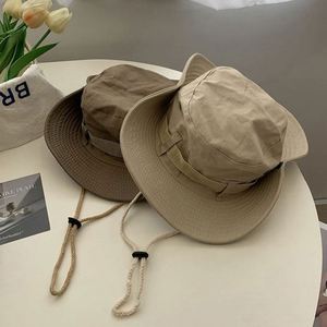 Western Cowboy Style Unisex Sun <b>Bucket</b> <b>Hat</b> <b>with</b> <b>String</b> for Sun Protection Fishing Mountaineering Cap - Product Image 1