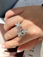 18K Gold IGI-Zertifizierter Labor-Gezüchteter Padparadscha-Saphir Ovaler Blumencluster Luxus-Jubiläums-Statement-Ring Großhandel