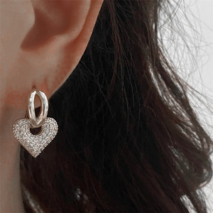 Boucles d'oreilles pendantes en forme de cœur CANNER 5A en zircon, plaquées or 18 carats, en laiton, boucles d'oreilles en forme de cœur tendance, bijoux de luxe, cadeaux pour femmes - Product Image 6