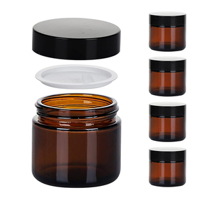 Pot cosmétique 30g avec couvercle transparent en verre haut de gamme, kits <span class=keywords><strong>découverte</strong></span> format voyage, pot cosmétique ambré avec couvercle en bambou 30ml - Product Image 5