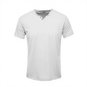 Camiseta de Manga Corta con Cuello en V Blanca para Hombre, Corte Regular, Algodón Jersey, Color Sólido Informal, Transpirable, Tejido de Punto - Product Image 4