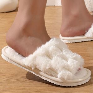 Pantofole Personalizzate Antiscivolo in Cotone e Pelliccia per Uomo e <span class=keywords><strong>Donna</strong></span>, per Interni ed Esterni, Scarpe con Piattaforma per la Stagione Invernale - Product Image 5