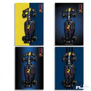 Red Bull Formula Race Building Block Car Modern Abstract Pattern Black Hanging <b>Wall</b> Photo Background Board - Product Image 2