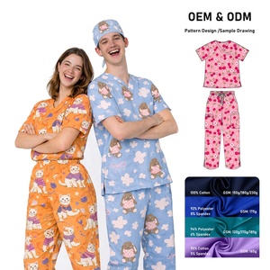 Uniformes de <span class=keywords><strong>Enfermera</strong></span> con Estampado Personalizado OEM, Conjunto de Uniformes Médicos para Mujer, Traje de <span class=keywords><strong>Enfermera</strong></span> con Patrón Bonito, Suministro al por Mayor, Uniformes de Enfermería 100% Algodón - Product Image 5