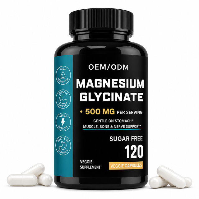Magnesium Glycinate Capsules Supplement Fully Chelated 500mg Vegan OEM ODM Private Label GMP Certified Adult Immune Support