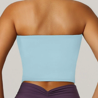 Sujetador deportivo sin tirantes para mujer con copas integradas, de secado rápido, transpirable, antibacteriano, sin costuras, con logo frontal personalizable, conjuntos para