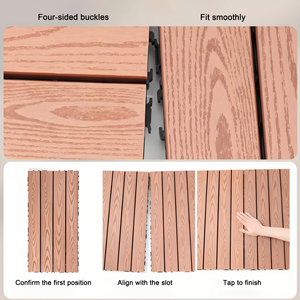 Plancher en bois-plastique pour extérieur, effet bois gaufré café foncé, 30*60*2.3 WPC, pour terrasse - Product Image 6