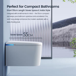 Ware sanitaire mural automatique haut de gamme <span class=keywords><strong>WC</strong></span> intelligent avec télécommande mur <span class=keywords><strong>suspendu</strong></span> en céramique pour salle de bain avec drainage P-Trap - Product Image 3