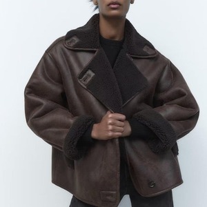 Chaqueta de Maternidad de Manga Larga de Cuero Sintético de Doble Cara, Estilo Urbano, Delgada, para Invierno, Estilo Europeo Americano - Product Image 1