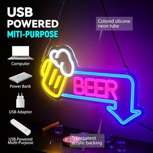 LED beer neon <b>sign</b> USB powered ambient light store window decoration light street indicator light luminous <b>sign</b> customizable 5V - Product Image 1