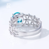 Rochime luxe en gros laboratoire cultivé Palaiba anneaux tissés 925 argent oavl coupe bleu diamant bijoux accessoires