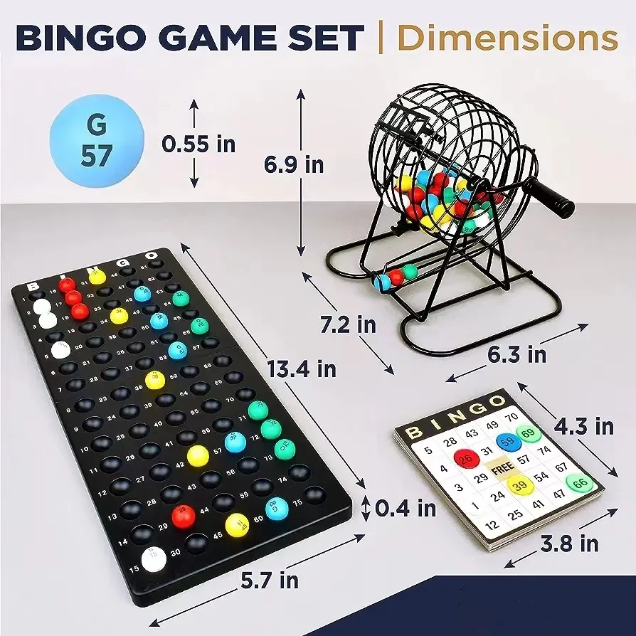 Bingo Supplies Bingo game Set is suitable for children  adults and the elderly 150 bingo chips 75 balls rolling cage and plate