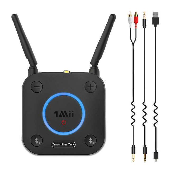 1Mii B06TX TV Transmitter 3.5mm AUX & Optical & Coaxia Input Bluetooth 5.2 Audio Adapter With Aptx-LL/HD Bluetooth Transmitter