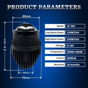 ไฟตัดหมอก JC-48C <span class=keywords><strong>ราคา</strong></span>ถูกที่สุด 180 วัน ไฟตัดหมอกขนาด 2 นิ้ว 150W โปรเจคเตอร์เลนส์ Bi LED แสงเลเซอร์คู่ ไฟตัดหมอกคู่ - Product Image 5
