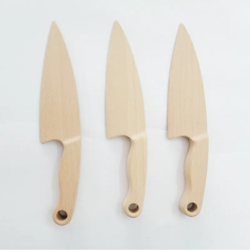 Custom Montessori Toddler Kitchen Knife Toys Wooden Kids Knife For Junior Cooking And Safe Cutting Vegetables Fruits Knives