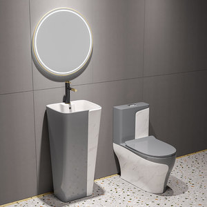 Articles sanitaires de luxe siphoniques pour salle de bain, toilettes de couleur noire et blanche, ensemble de toilette et d'évier en céramique, vente en gros - Product Image 2