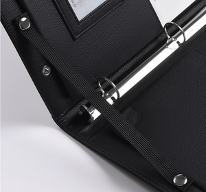 Carpeta de Tapa Dura de Cuero Sintético <span class=keywords><strong>PU</strong></span> con Logotipo Personalizado, Encuadernada con Hojas Sueltas, con Ranuras Interiores de <span class=keywords><strong>PU</strong></span> y Presilla para Bolígrafo, Cierre con Banda Elástica - Product Image 3